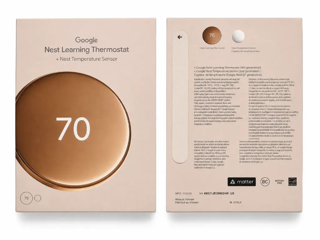 Google Nest Thermostat 4Gen with Sensor (Gold)