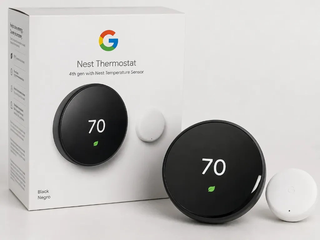 Google Nest Thermostat 4Gen with Sensor (Black)
