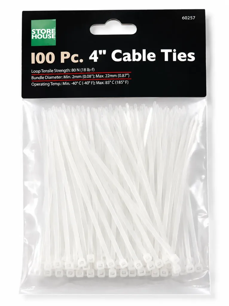 Tie Strap 4" 100PK (White)